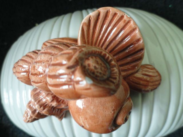 Vintage 1975 Fitz & Floyd Soup Tureen Nautilus Shell With Snail Shells 