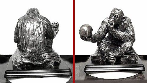 DARWIN EVOLUTION ~ Ape with SKULL FIGURINE STATUE  