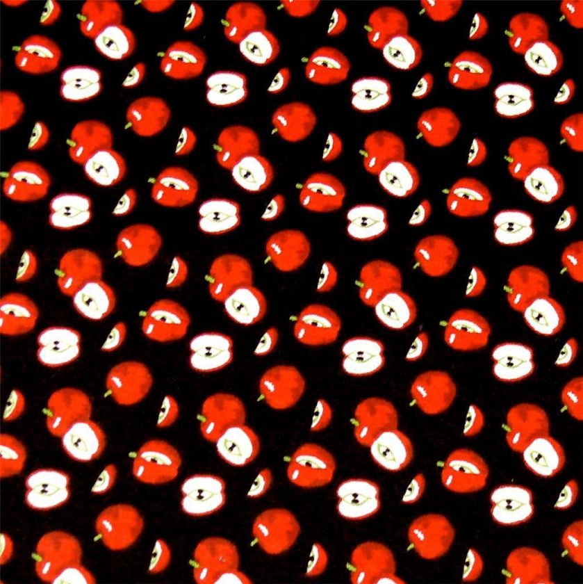 Springs Cotton Fabric Little Red Apples on Black FQs  