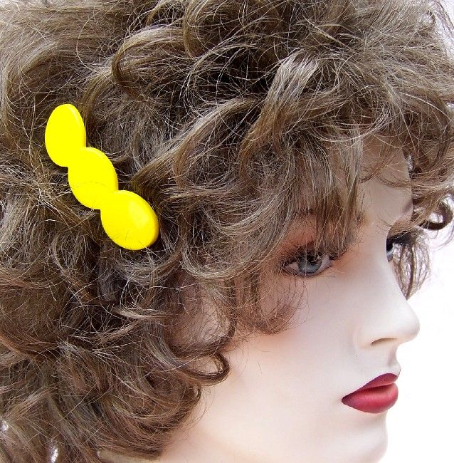 funky retro vintage yellow hair comb barrette GOODY  