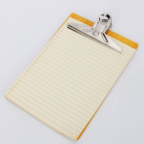 Letter Size Aluminum Clip Wooden Desk Top Type Clipboard Beige New 