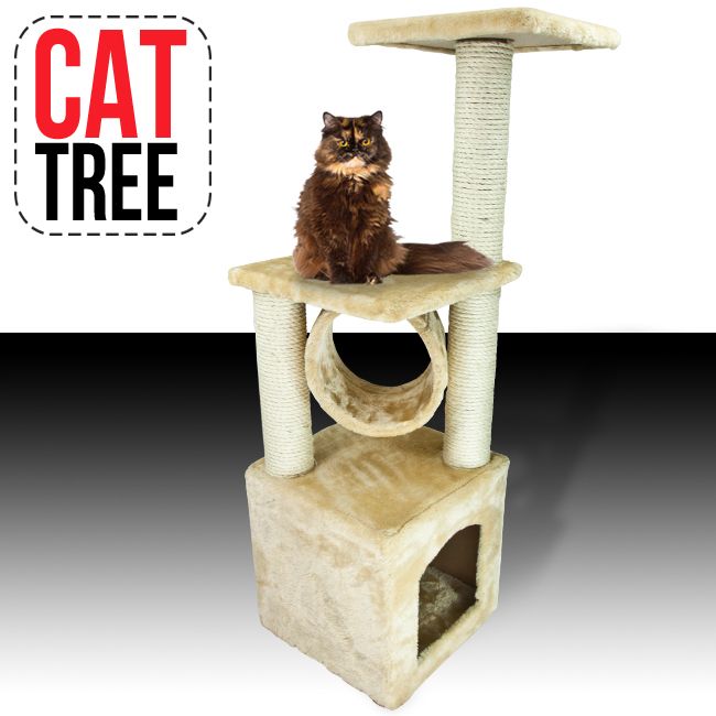 New Cat Tree 36 Level Condo Furniture Scratching Post Pet House Beige 