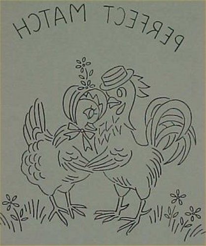 Vintage Rooster Romance Transfer Pattern Days of Week  