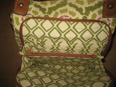   Printed Floral Canvas Green Satchel Field Cross Body Saddle Purse