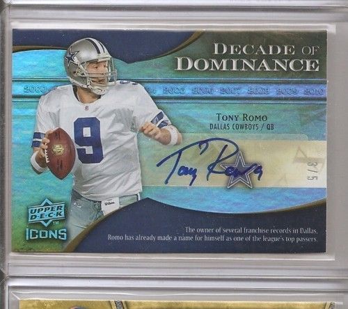 TONY ROMO AUTO 3/5 COWBOYS UD ICONS  