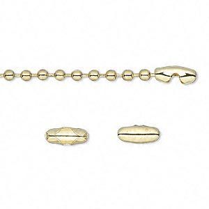 20 Brass Dog Tag Ball Chain Closures~2.4mm Link Clasps  