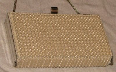 Vintage Art Deco Square Pearl Clutch / Purse / Hand Bag  