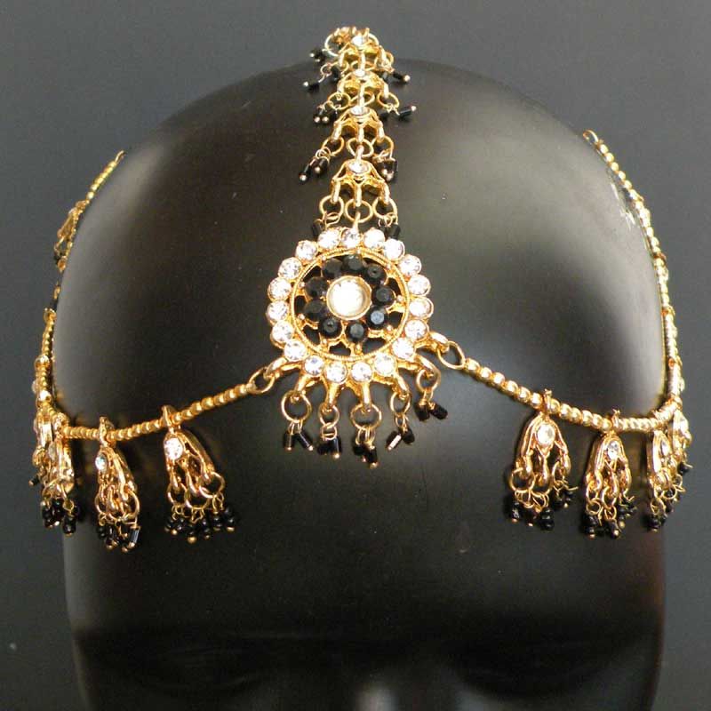   PLATED KUNDAN~CZ INDIAN BRIDAL FOREHEAD MANNG TIKKA~MATHA PATTI  