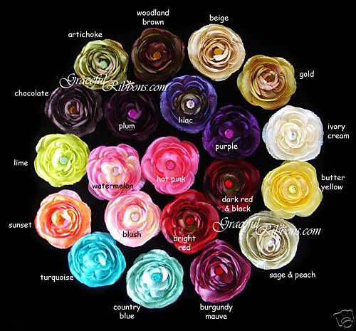 Ranunculus PICK silk flower GIRL DIY hair clip pin  