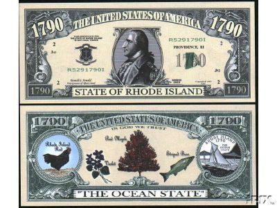 Rhode Island Dollar Bills The Ocean State (2/$1.00)  