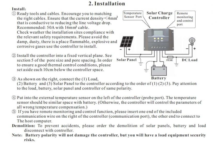 50A LCD Solar Charge Regulator Controller 12V/24V PWM  