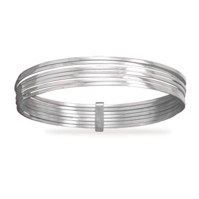 925 Sterling Silver 7 Square Bangle Bracelets  