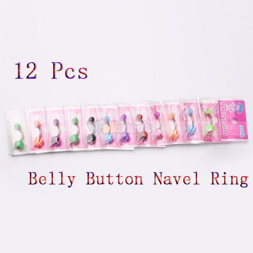 Cute 12 PCS Ball Belly Button Navel Ring Body Piercing  