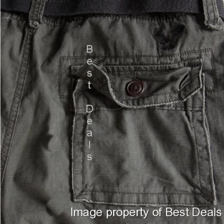 American Eagle AE Mens Classic BELTED GRAY CARGO Shorts NEW FREE FAST 