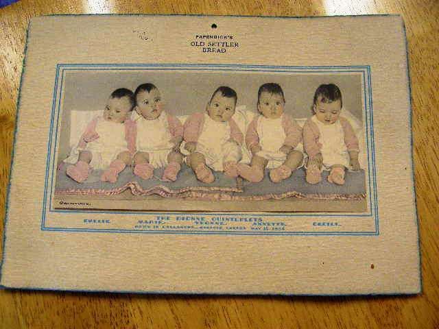 1936 Dionne Quintuplets Papendicks Old Settler Bread  