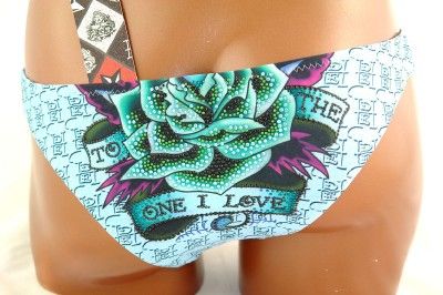 Ed Hardy Christian Audigier rhinestones bikini sz XS  