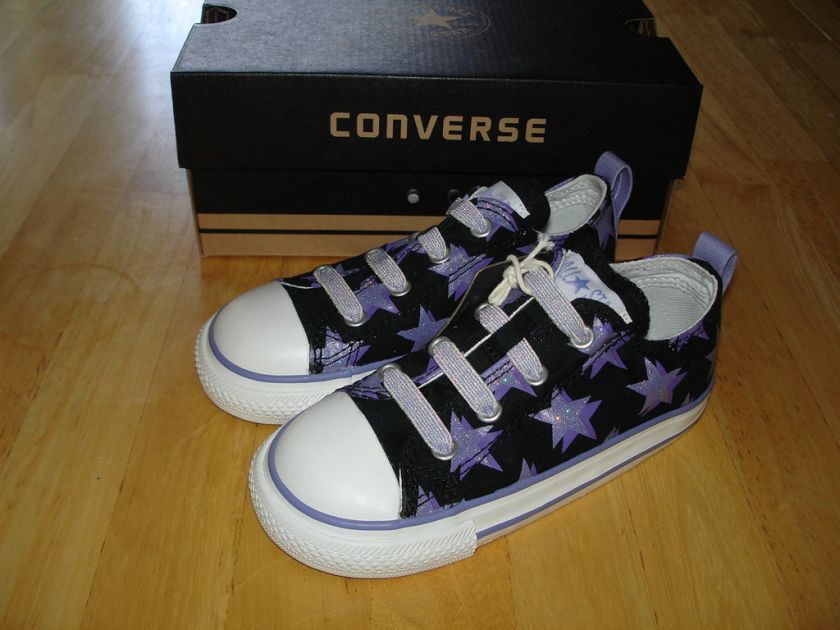 Girls CONVERSE ALL STAR Sneakers Black/Purple Sz 9 NEW  