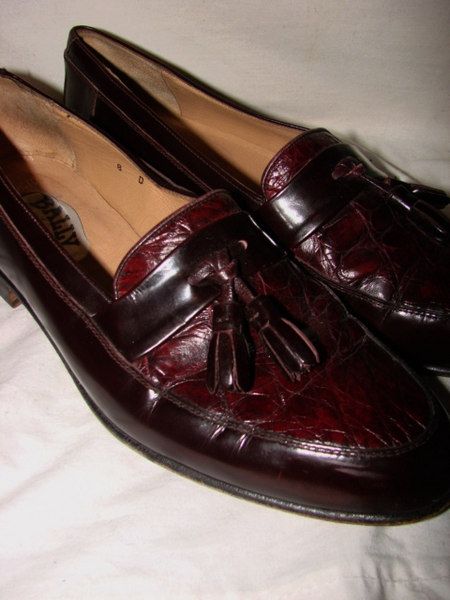   BALLY LUCIO CROCODILE SKIN Tassell Loafers Sz 8 D Crocs Italy  