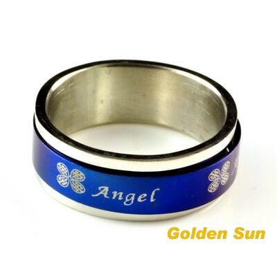 Stainless Steel Ring Blue Angel 52MM Size 6.25 N4517  