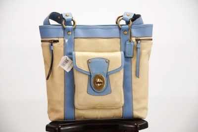 NWT COACH KHAKI BLUE LEGACY NYLON TOTE 13103 F13103  