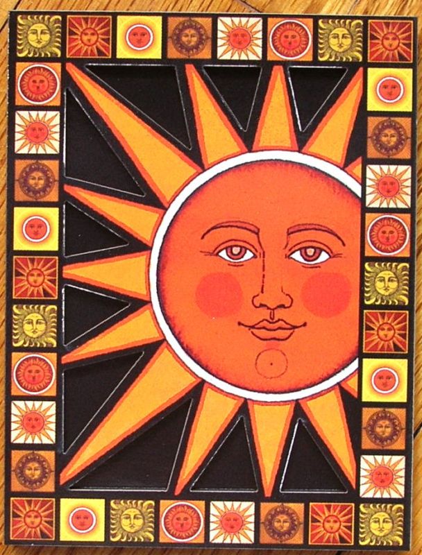 Gwyn Wahlmann Orange Sun w/ Face Laser Cut Wood Magnet  