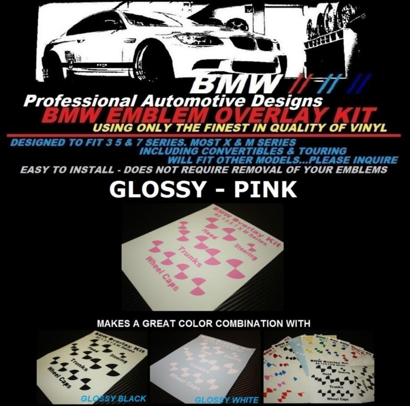 bmw auto decal glossy pink vinyl sticker overlay kit 3 5 7 x m series 