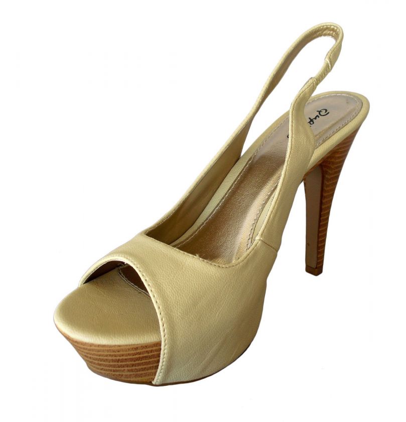 QUPID FORWARD 01 CREAM PEEP TOE SLINGBACK PLATFORM  