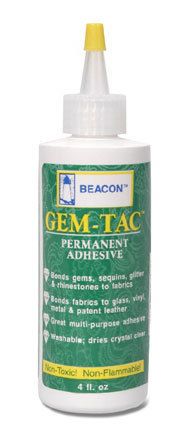Gem Tac Glue   Permanent   4 oz   Fix Rhinestones, Crystals, Sequin to 