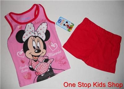   MOUSE Girls 2T 3T Set OUTFIT Shirt Tank Shorts CUTIE PIE Disney  