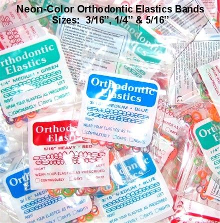 COLOR ELASTIC ORAL BANDS ORTHODONTIC BRACES 5/16 1/4  