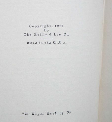   1921 antique FRANK BAUM reilly britton ROYAL BOOK OF OZ neill  