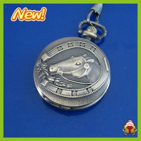 Antique Horses Bronzy plated Fob Pocket Watch Mens New  