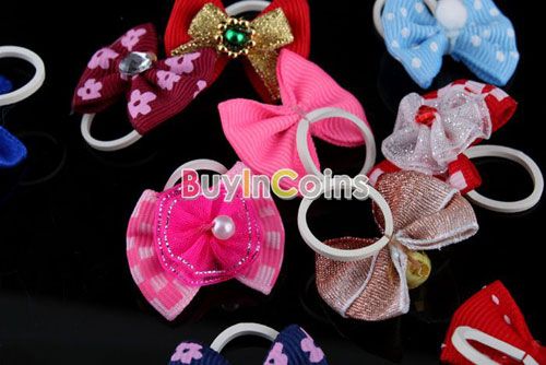 Pair Pretty Style Head Dress Flower Bowknot Pet Dog Cat Hair 