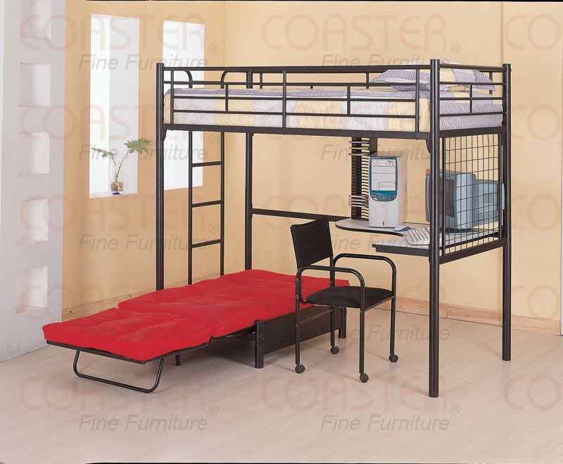 Youth Black Metal Twin Bunk Bed Futon   FREE S/H  