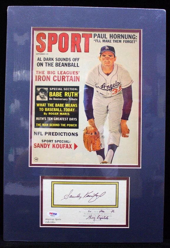 SANDY KOUFAX SIGNED MATTED SPORT MAGAZINE PSA/DNA DODGERS  