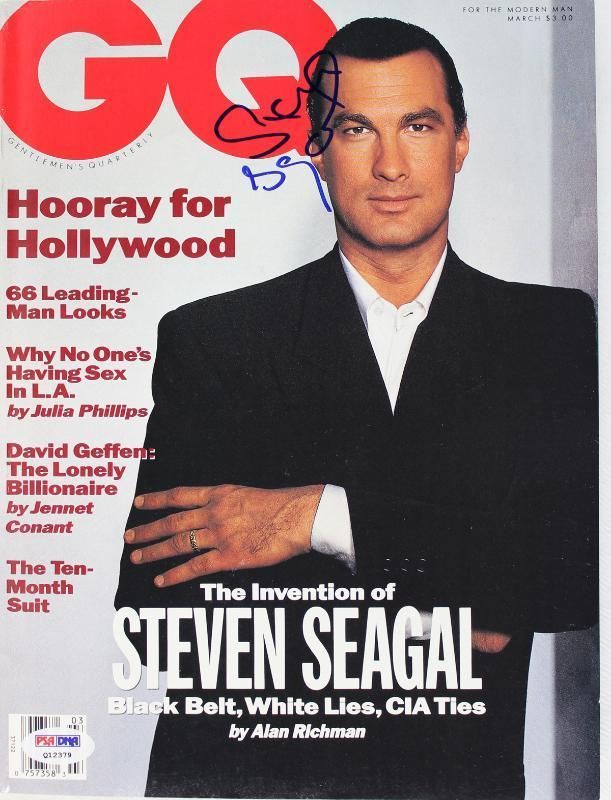 STEVEN SEAGAL AUTHENTIC SIGNED 1991 GQ MAGAZINE PSA/DNA #Q12379  