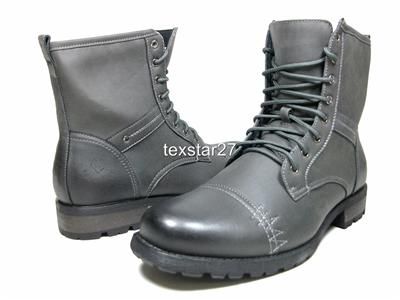 Mens Gray Military Style Calf High Fashion Lace Up Boots Polar Fox by 