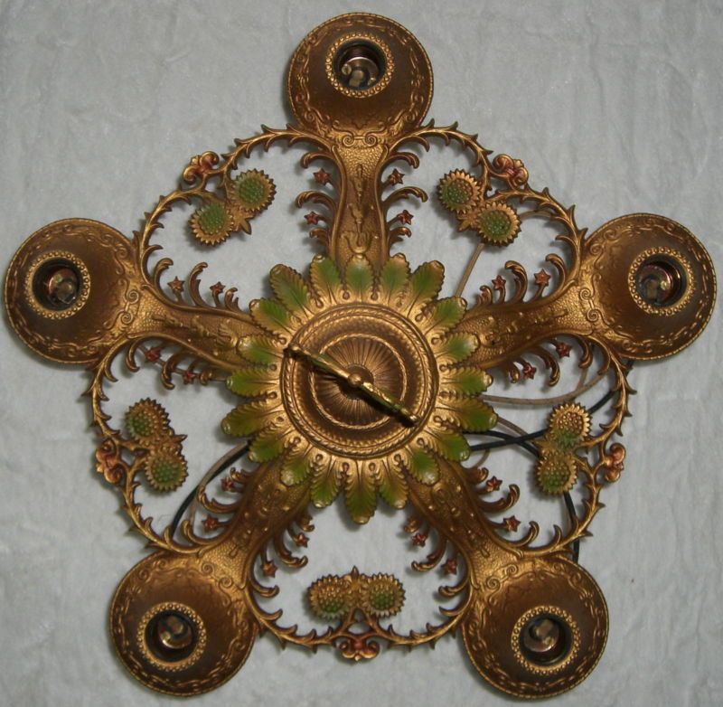 RARE UNUSED 1930S ORNATE CEILING LIGHT FIXTURE  