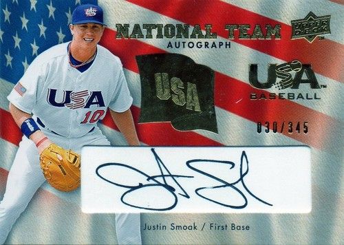 2008 Upper Deck USA National JUSTIN SMOAK Auto #030/345  