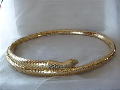 Vintage Whiting & Davis Gold Snake Belt Wrap Around 39  