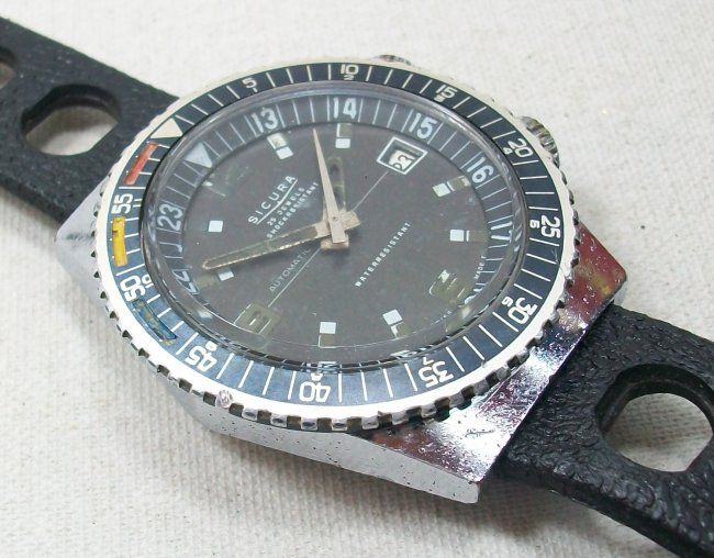 VINTAGE SICURA   BREITLING LOCKABLE BEZEL AUTOMATIC DIVER WRISTWATCH 2 