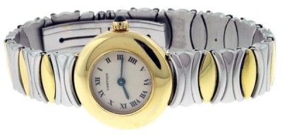 Authentic Ladies Cartier Colisee 0256 18K Gold & Steel Quartz Watch 