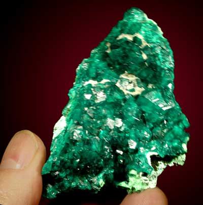   view superb sharply crystallized lustrous gemmy dioptase crystals