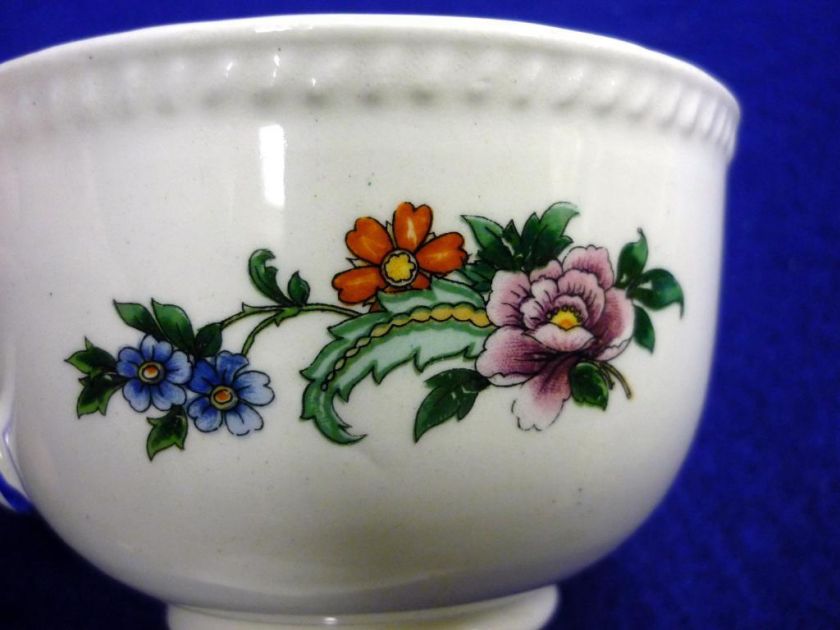 VINTAGE 2 SEBRING IVORY PORCELAIN CUP & SAUCER FLORAL  