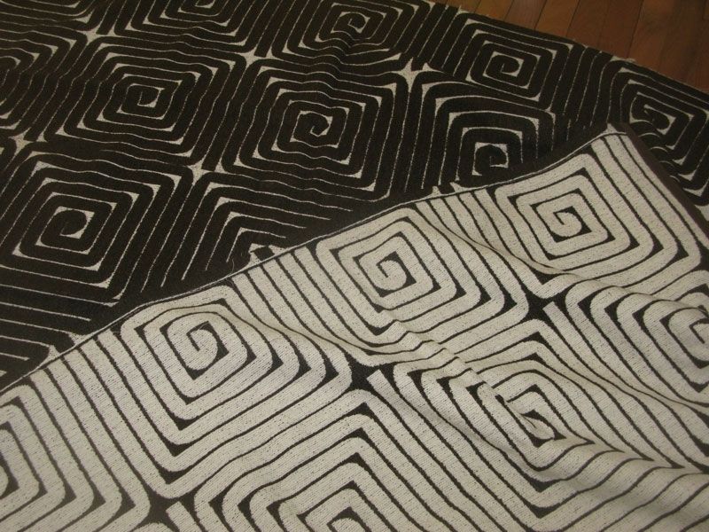 Vintage 70s Fabric Heavy Geometric Graphic Op Art  