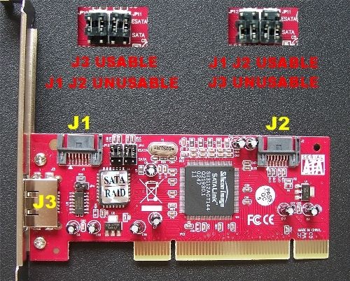 New PCI to ESATA + 2 SATA I RAID Card Silicon Image Sil  