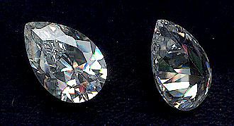 Pear Cubic Zirconia CZ, 12x8 mm, 2 Flashy White AAAAA stones, Zero 