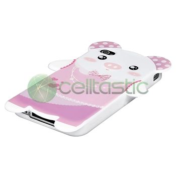 Cute Pig TPU Cover Case+Privacy Filter Protector For Apple iPhone 4 4S 