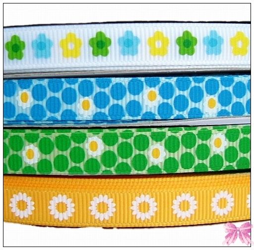 daisy dot MTMG girl grosgrain ribbon bow 5Yd U PICK  