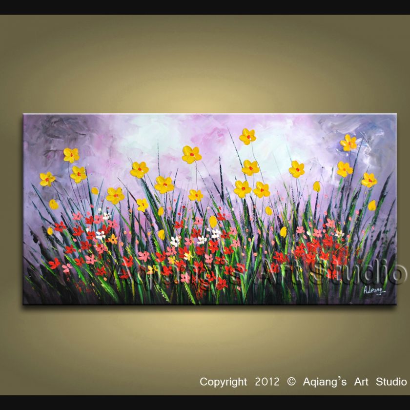   Palette Knife Oil Painting Modern Abstract Daisy Flower Landscape H138
